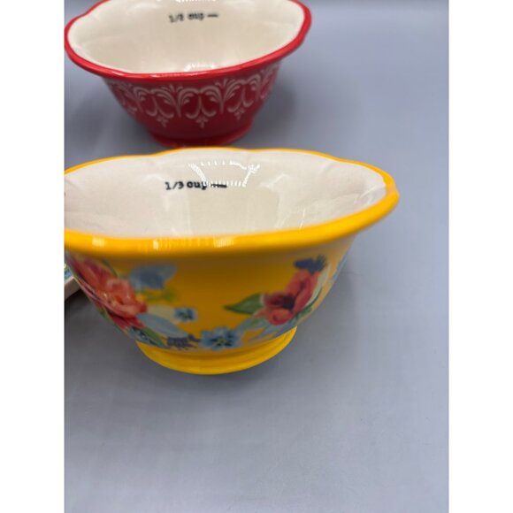 The Pioneer Woman Ceramic Measuring Cups Spoons Set Floral Design - Picture 5 of 6